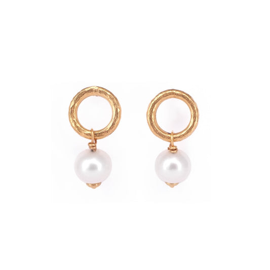 Gold Loop & Pearl Earrings