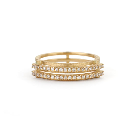 Double Diamond Arc Ring
