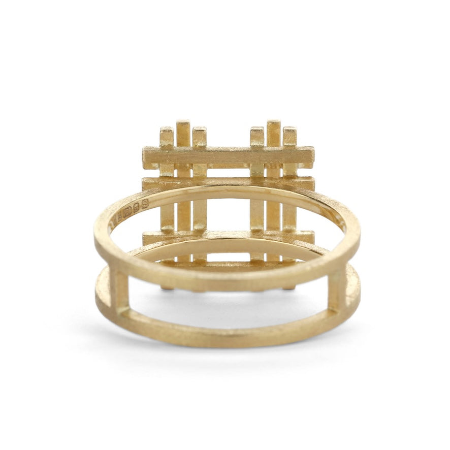 Square Stacked Ring with Diamonds